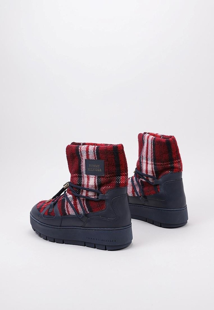 Femme TOMMY HILFIGER Bottes Fourrees | Acheter Tommy Hilfiger Tartan Snowboot En Ligne