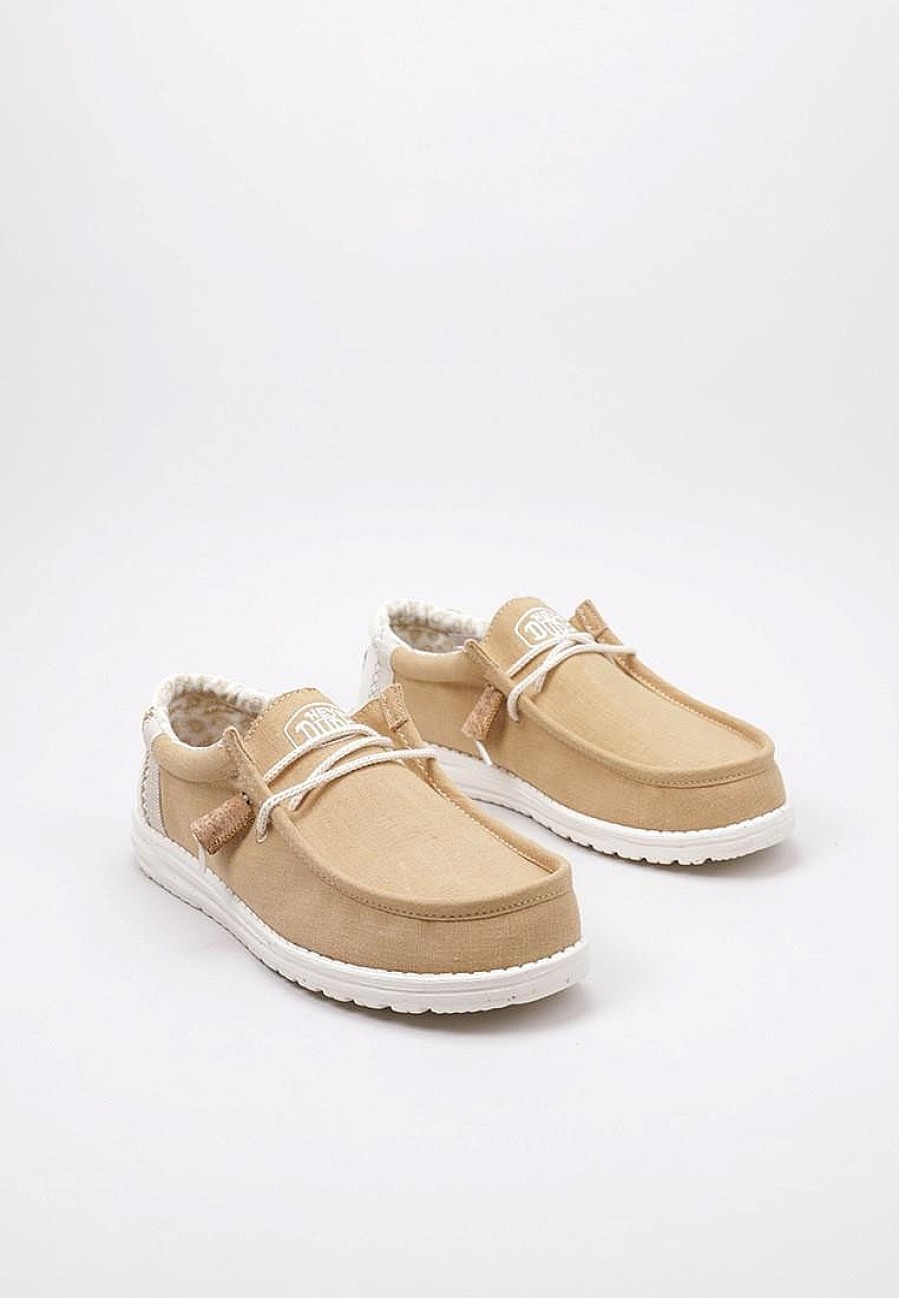 Homme HEY DUDE Chaussures Bateau | Acheter Hey Dude Wally Linen Natural En Ligne