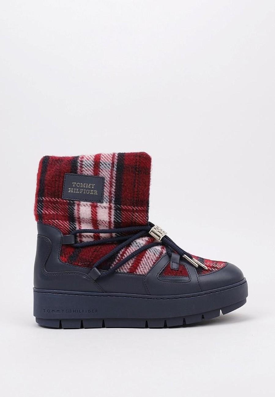 Femme TOMMY HILFIGER Bottes Fourrees | Acheter Tommy Hilfiger Tartan Snowboot En Ligne