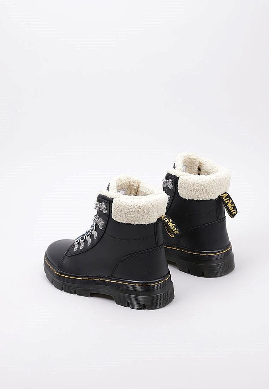 Femme DR MARTENS Rangers | Acheter Dr Martens Combs W Fl Black Oiled Full Grain Wp & Natural Boogie Fur En Ligne