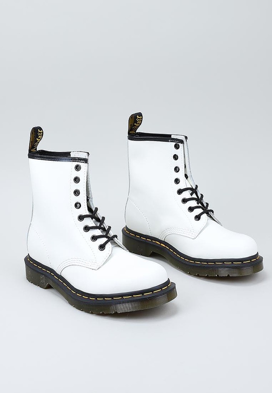 Femme DR MARTENS Rangers | Acheter Dr Martens 1460 White Smooth En Ligne