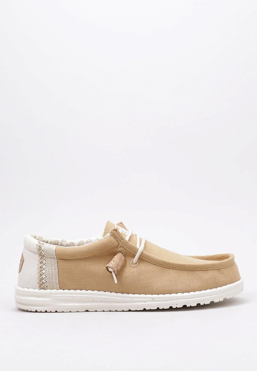 Homme HEY DUDE Chaussures Bateau | Acheter Hey Dude Wally Linen Natural En Ligne